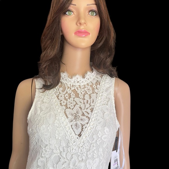 Kensie Soft White Lace Summer Sleeveless Shift Dress Size 6 Ret. $108 - Picture 5 of 15